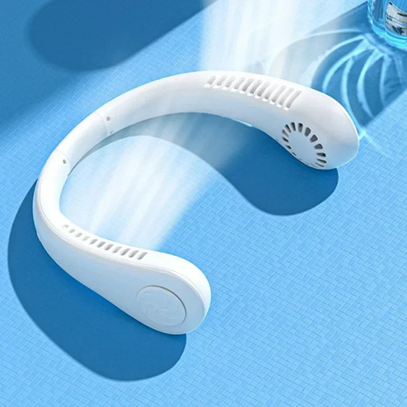 Portable Mini Neck Hanging Fan – Wearable USB Air-Cooled Fan for Summer, Outdoor Sports, Running, Travel, No Blades Design | Bowlift