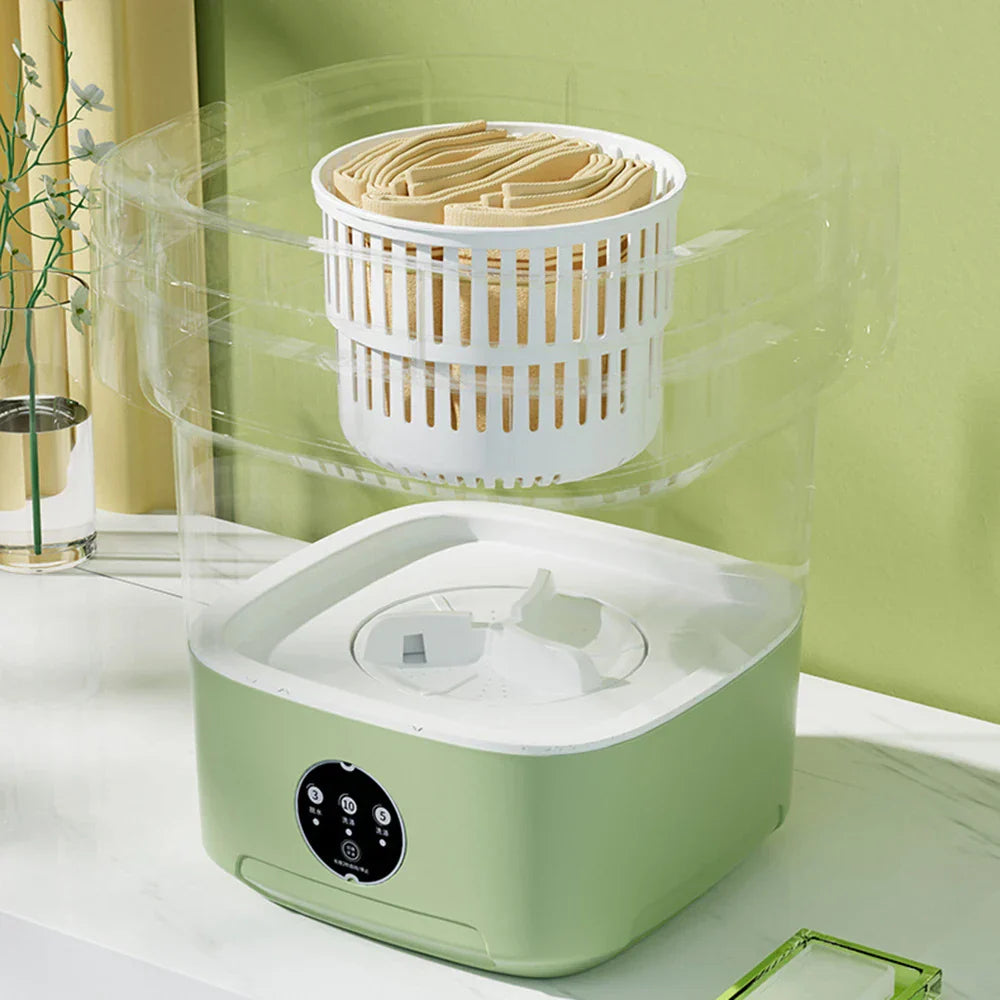 Compact Folding Ultrasonic Travel Laundry Washing Machine | Bowlift