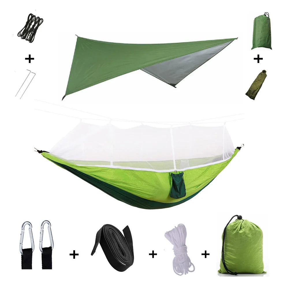 BowLift | Trek Viva Camping Hammock | Integrated Mosquito Net & Rain Cover | Ultralight & Tear Resistant | 3-in-1 Outdoor Solution