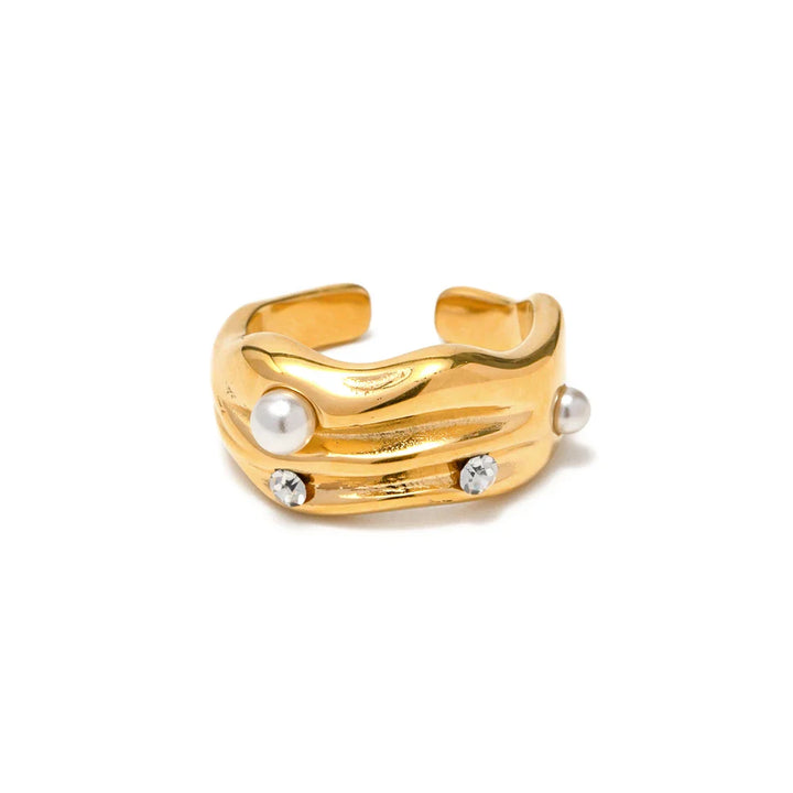 BowLift | Textured Pearl & Diamond Accented Ring