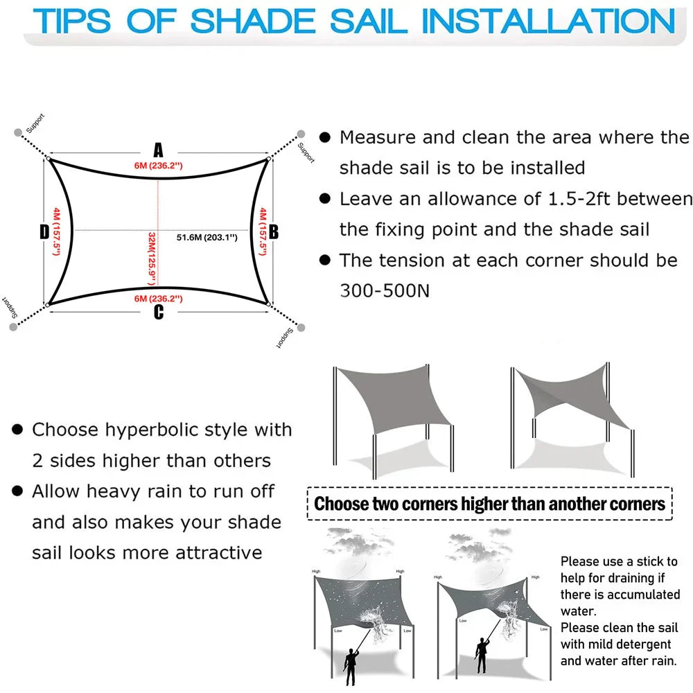 BowLift | Waterproof Rectangular Sun Shade Sail with UV Protection & Mounting Kits – ShadeGuard