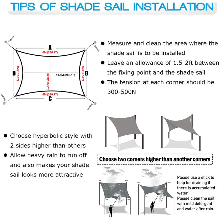BowLift | Waterproof Rectangular Sun Shade Sail with UV Protection & Mounting Kits – ShadeGuard