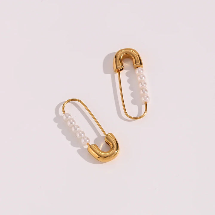 BowLift | 18k Pearl Accented Safety Pin Earrings