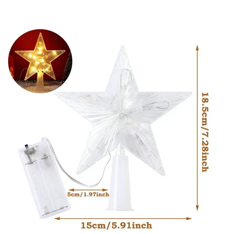 Bright Christmas Star – LED Illuminated Tree Topper for Christmas Tree, Sparkling Christmas Decoration for Festive Lighting and Elegant Decor | Bowlift