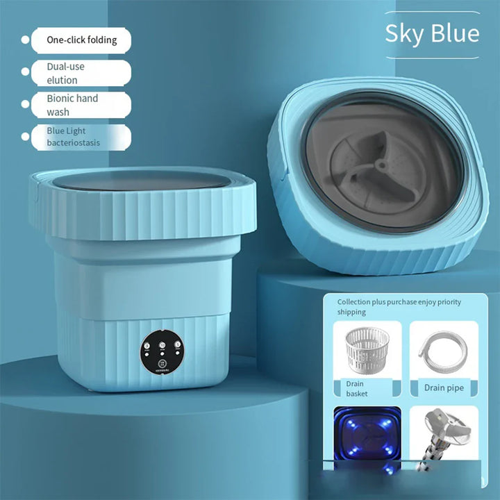 Compact Folding Ultrasonic Travel Laundry Washing Machine | Bowlift
