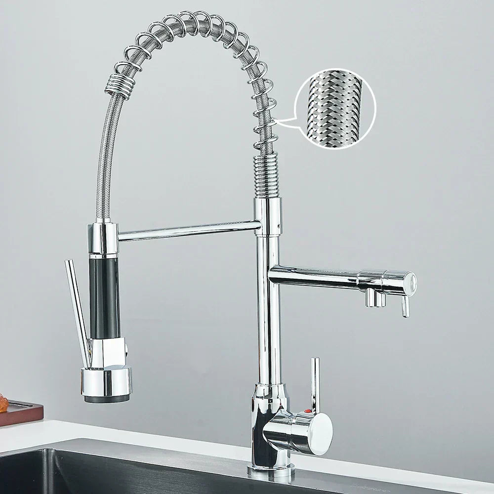 HydroFlex – Modern Kitchen Faucet with Double Spout Bowlift