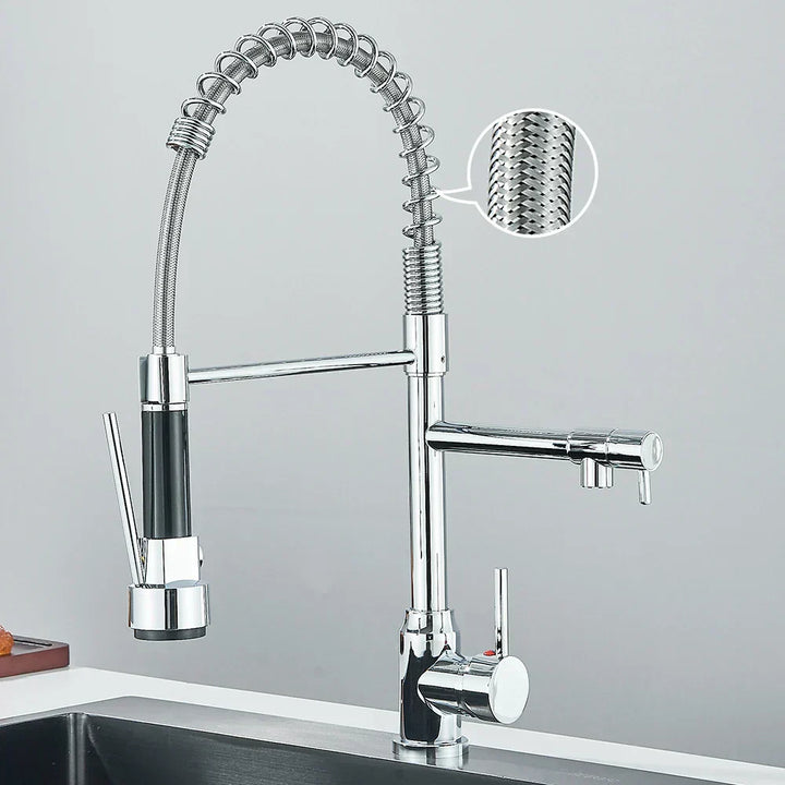 HydroFlex – Modern Kitchen Faucet with Double Spout Bowlift