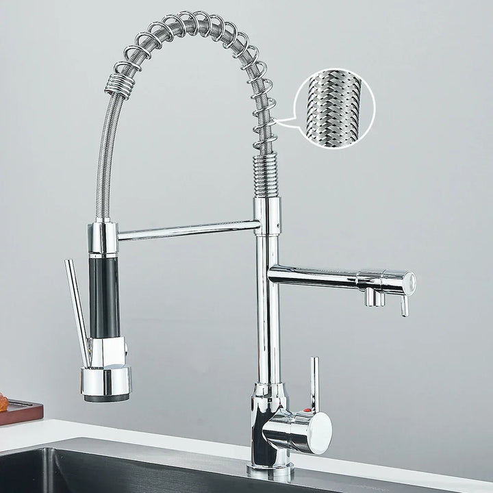 Faucet with Double Spout – High-Quality Faucet for Flexible Washing, Swivable, Ideal for Modern Kitchens, Easy to Clean and Simple Installation | Bowlift