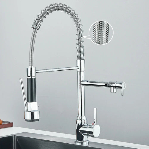 Faucet with Double Spout – High-Quality Faucet for Flexible Washing, Swivable, Ideal for Modern Kitchens, Easy to Clean and Simple Installation | Bowlift