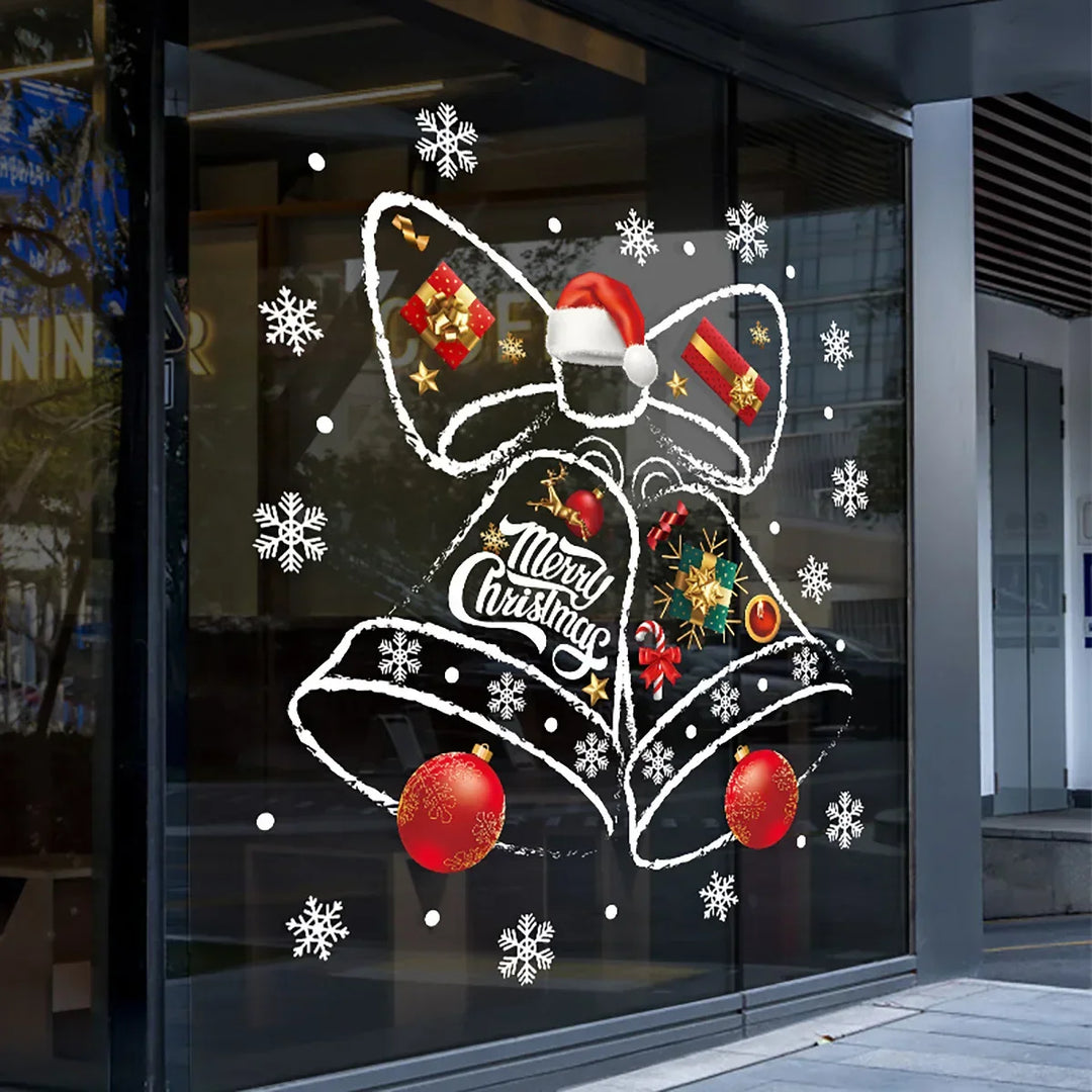 BowLift | WinterBell Christmas Window Stickers – Reusable PVC Window Decoration with Festive Bell Design
