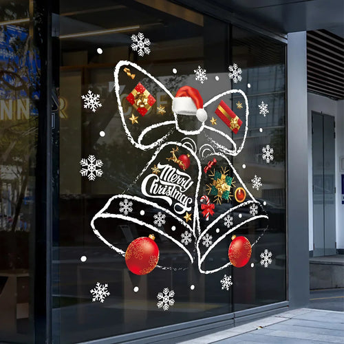 BowLift | WinterBell Christmas Window Stickers – Reusable PVC Window Decoration with Festive Bell Design