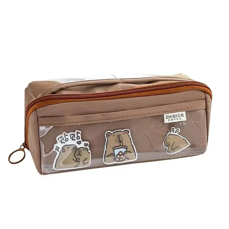 BowLift | Pencil case KIDZORA CrystalBag | Transparent & Versatile | 10-pocket design | Large capacity for school & leisure