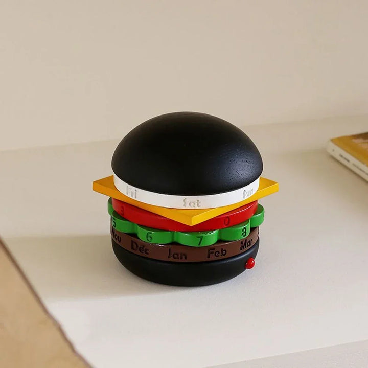 Rotating Wooden Hamburger Decorative Calender | Bowlift