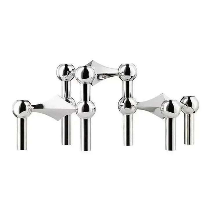 BowLift | Modern Molecular Metal Candle Holder – Nordic-Style Silver Candle Stand for Elegant Home Decor