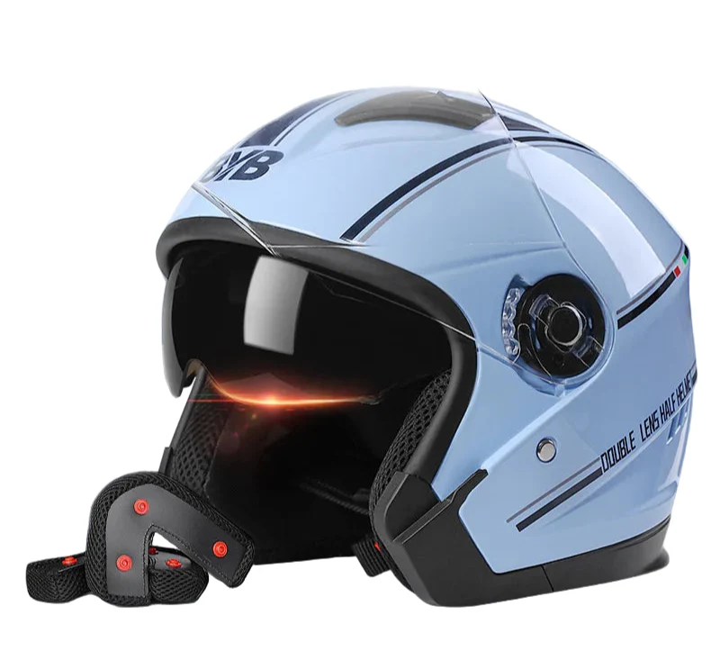 BowLift | Retro 3/4 Open-Face Motorcycle Helmet with Dual Lens – AeroRide