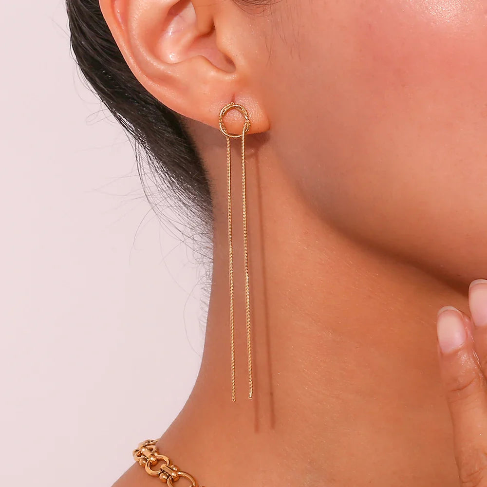 BowLift | 18k Dainty Circle Tassel Earrings