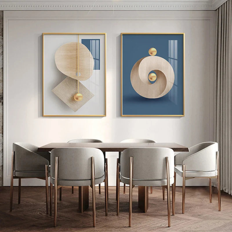 Modern Aesthetics Abstract Geometry Wall Art Fine Art Canvas Prints Posters Pictures For Modern Apartment Living Room Light Luxury Home Decor | Bowlift