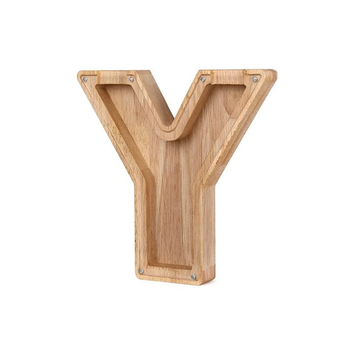 BowLift | Wooden Alphabet Piggy Bank with Transparent Viewing Window for Stylish Saving