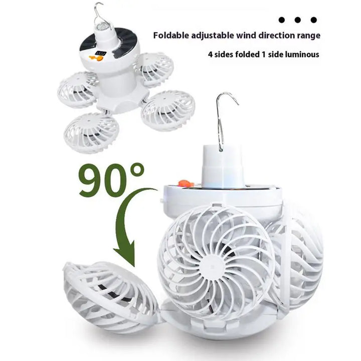 BowLift | Ventolux Solar Camping Lamp with Fan | Foldable & Portable | 3 Wind Levels & LED Lighting | For Tent, Terrace & Outdoor