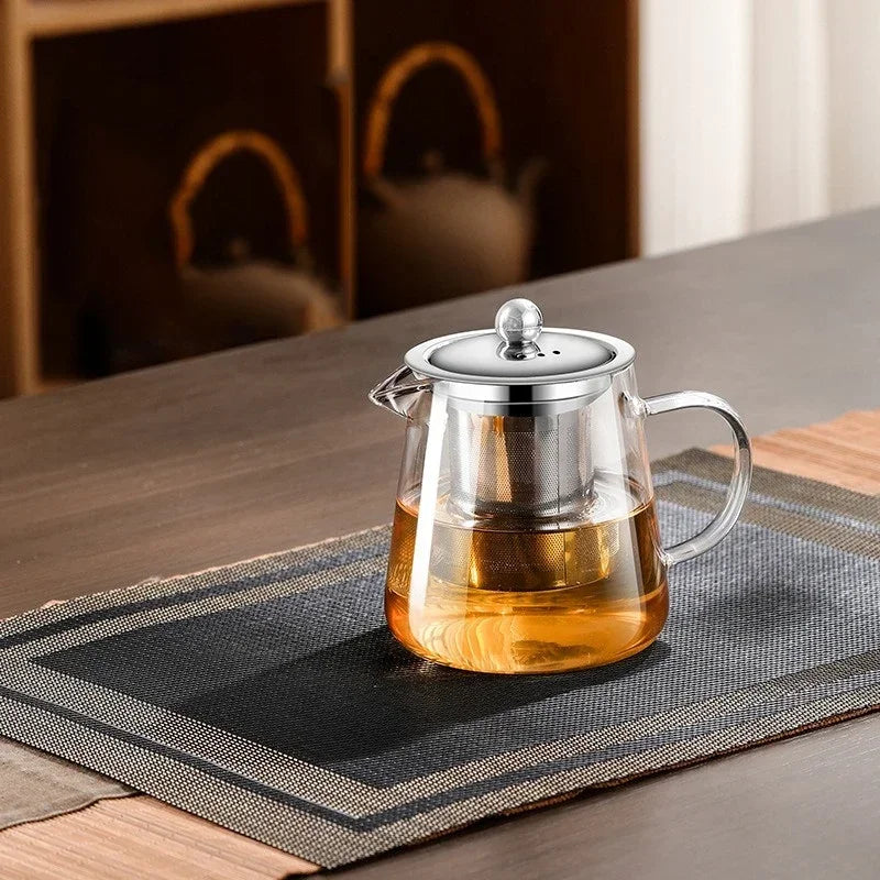 BowLift | 450ml-950ml Heat Resistant Glass Teapot – Stainless Steel Tea Filter, Flower Kettle for Kung Fu Tea, Puer and Oolong Tea