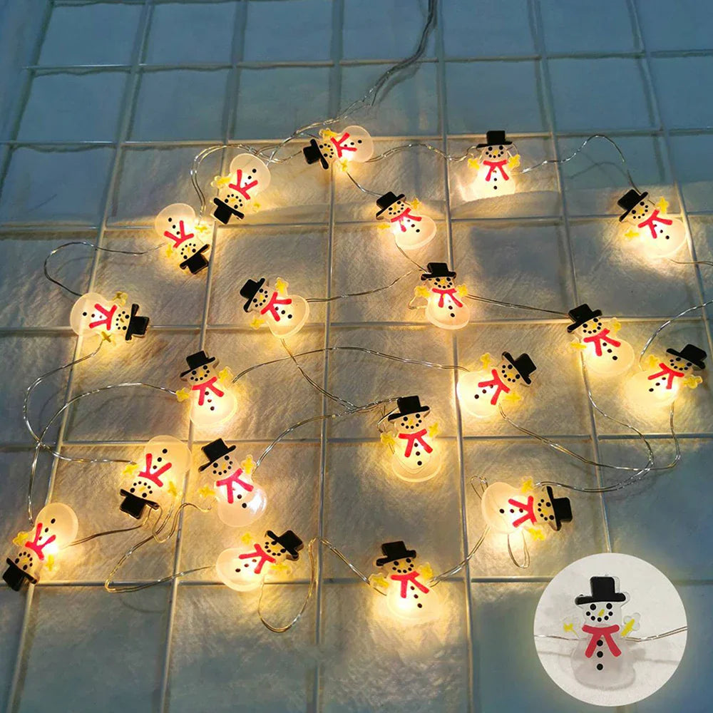 BowLift | Lumirelle | LED Fairy Lights Christmas | Santa & Snowman Motifs | Warm White Light | For Tree, Window & Table Decor