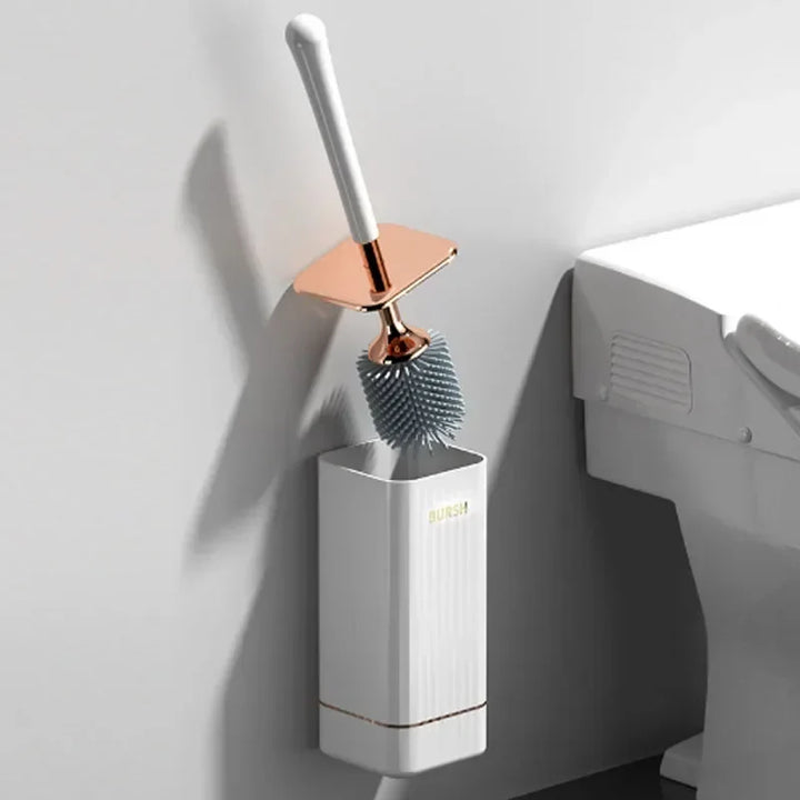 BowLift | CleanFlex Toilet Brush Set | Wall-mounted without drilling | Deep cleaning with soft TPR bristles
