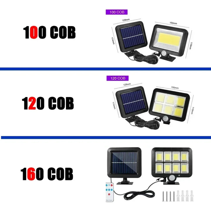 BowLift | LuminaX Solar | 100 COB LED Solar Light | IP65 | Motion Sensor & 3 Modes | Wireless Outdoor Lighting