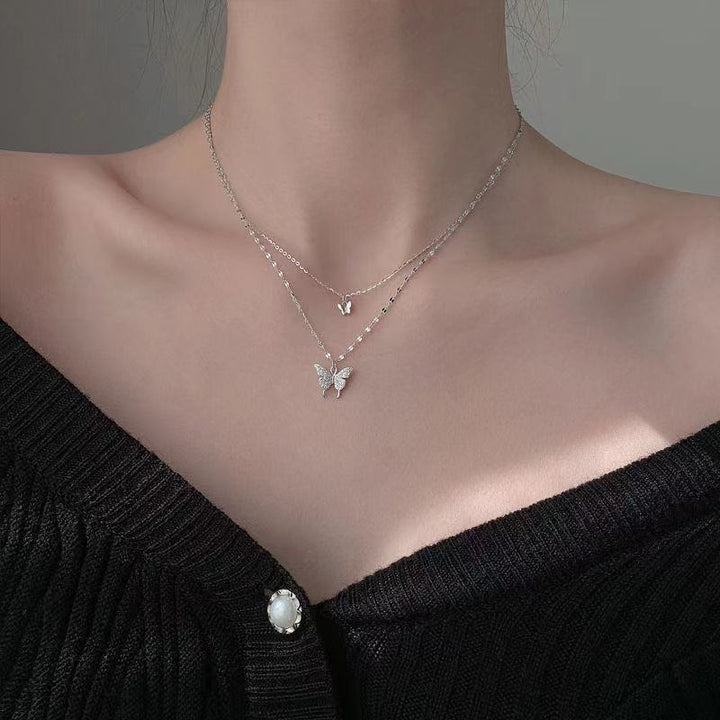 BowLift | Dreamy Wings Silver Double Layer Necklace