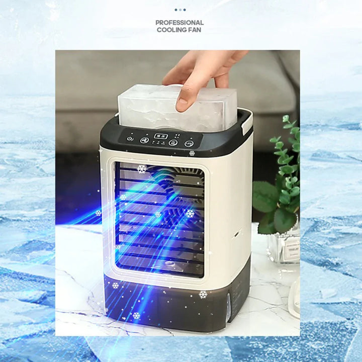 USB Portable Mini Air Conditioner Fan – 3-Speed Desktop Cooling Fan with LED Night Light, Air Cooler for Home, Office, and Camping | Bowlift