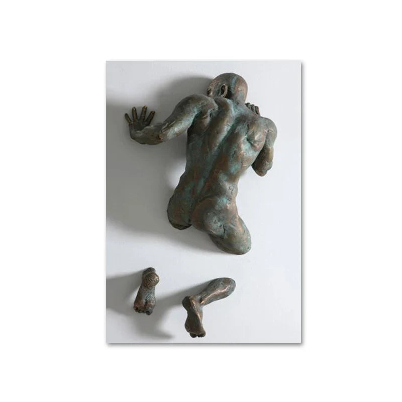 Modern Urban Abstract Iron Statue Wall Art Fine Art Canvas Prints 3d Visualization Figure Art Pictures For Minimalist Apartment Wall Decor | Bowlift