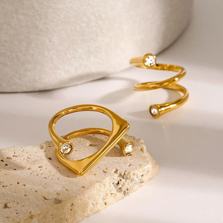 BowLift | Asymmetrical Triple Wrap Diamond Tip Rings