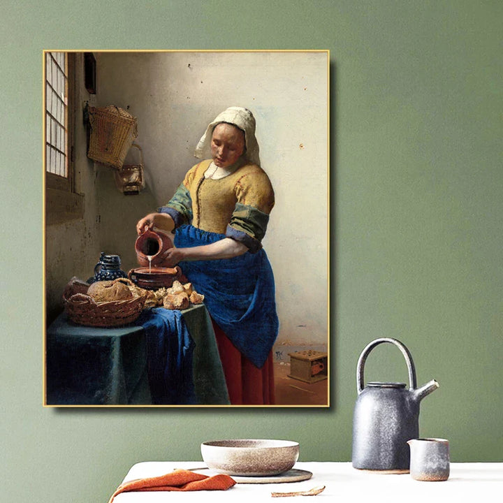 Girl With A Pearl Earing Poster Johannes Vermeer Dutch Golden Age Painting Fine Art Canvas Prints Classic Painting For Living Room Dining Room Decor | Bowlift