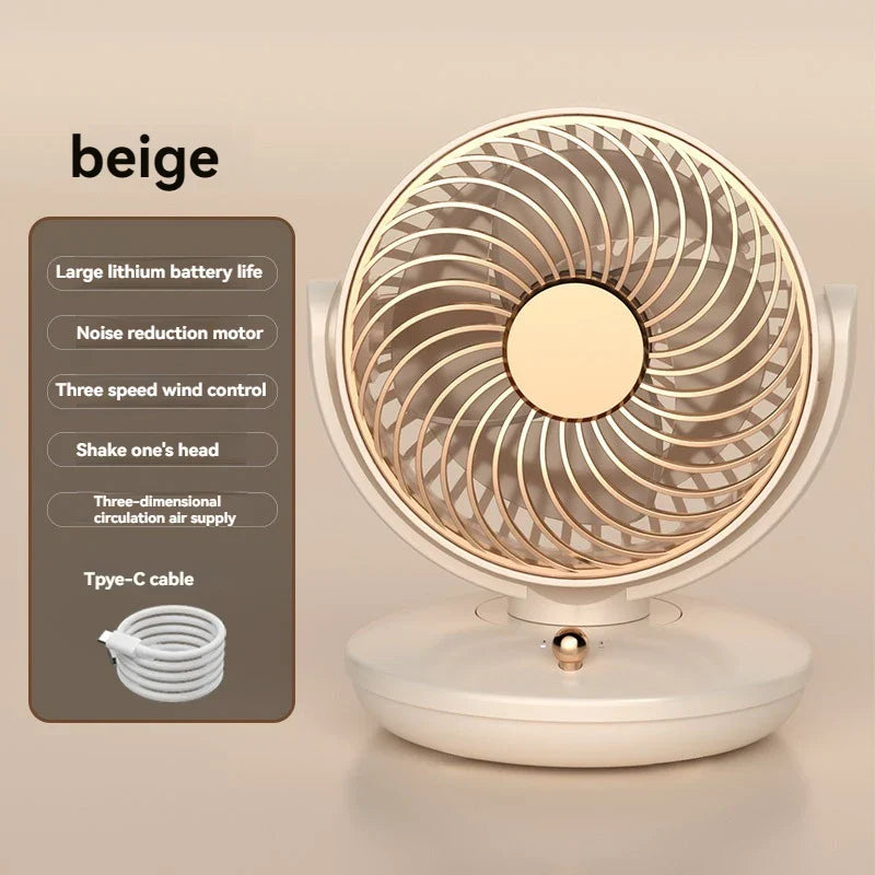 BowLift | BreezeLoop Table Fan with 360° Rotation | USB Fan with 3 Speeds & Battery | Quiet & Compact | For Office, Bedroom & Home