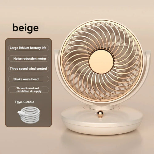 BowLift | BreezeLoop Table Fan with 360° Rotation | USB Fan with 3 Speeds & Battery | Quiet & Compact | For Office, Bedroom & Home