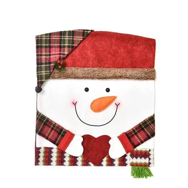 BowLift | Christmas chair cover MerrySeat | Santa, Snowman & Reindeer Design | Fabric chair cover | Reusable decoration for Christmas