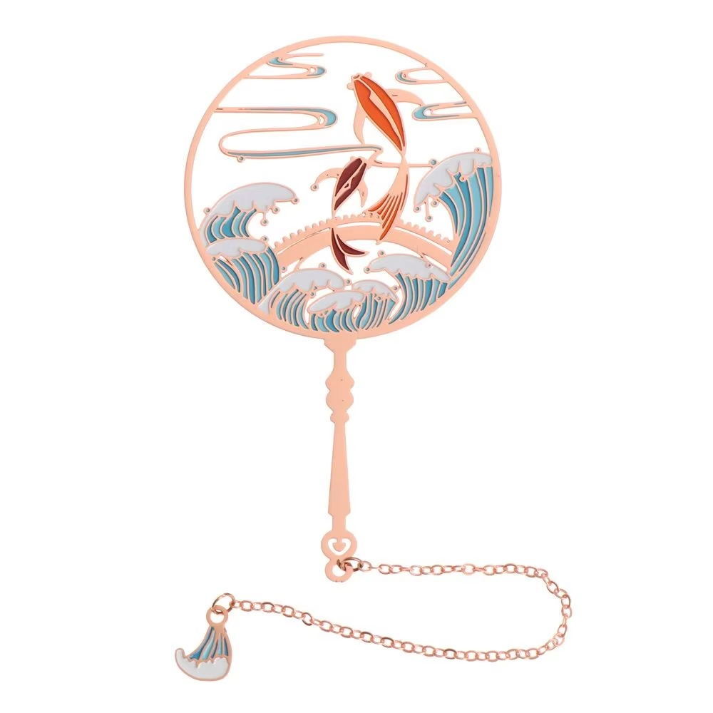 BowLift | Metal Tassel Calligraphy Bookmark – Chinese Style Fan Design for Books and Journals