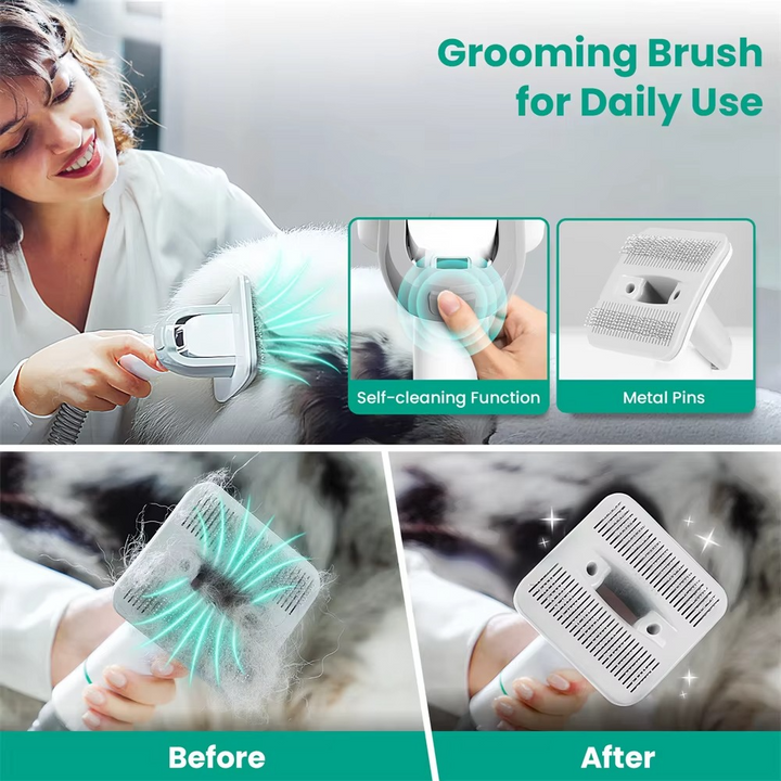 BowLift | 5-in-1 Dog Grooming Vacuum Kit – Low Noise Pet Hair Remover with Deshedding Tools & Dust Cup