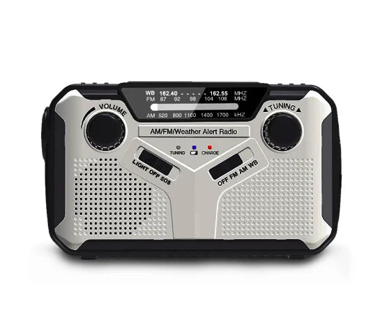 BowLift | Emergency Radio with Crank & Solar – Portable Dynamo Radio with Power Bank & LED Flashlight