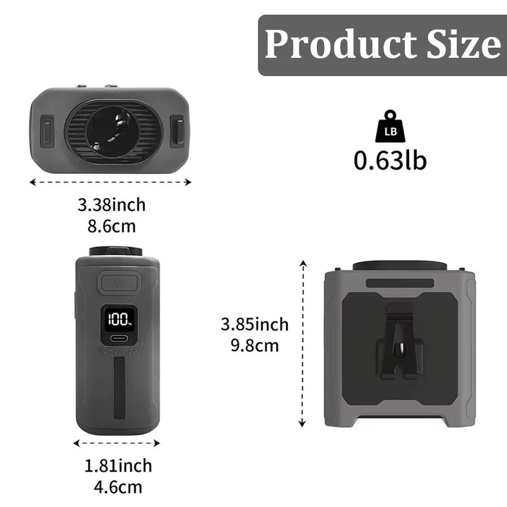 10000mAh Waist Clip Fan with Power Bank – Portable Hands-Free Rechargeable Fan | 5-Speed Cooling, Battery Display, USB Charging, Outdoor Wearable Fan | Bowlift