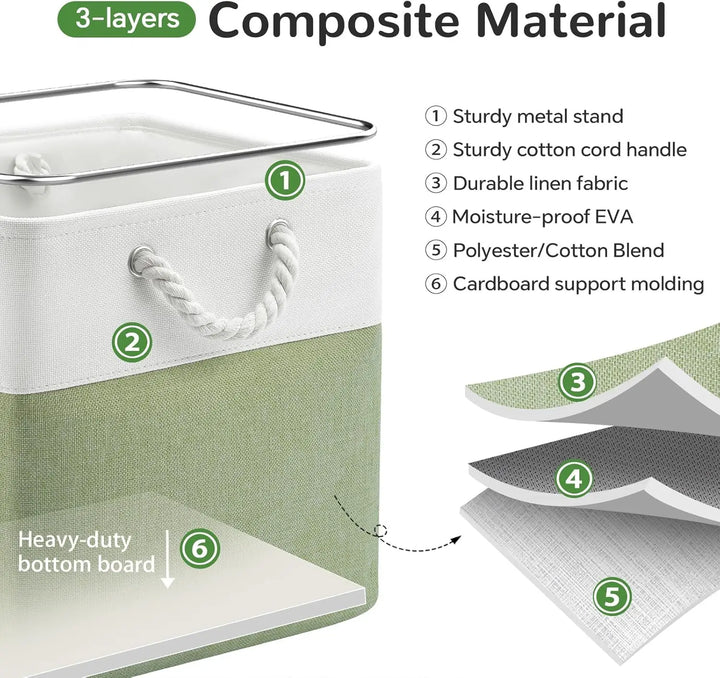 BowLift | Set of 6 Foldable Fabric Cube Storage Boxes with Rope Handles – Nadir