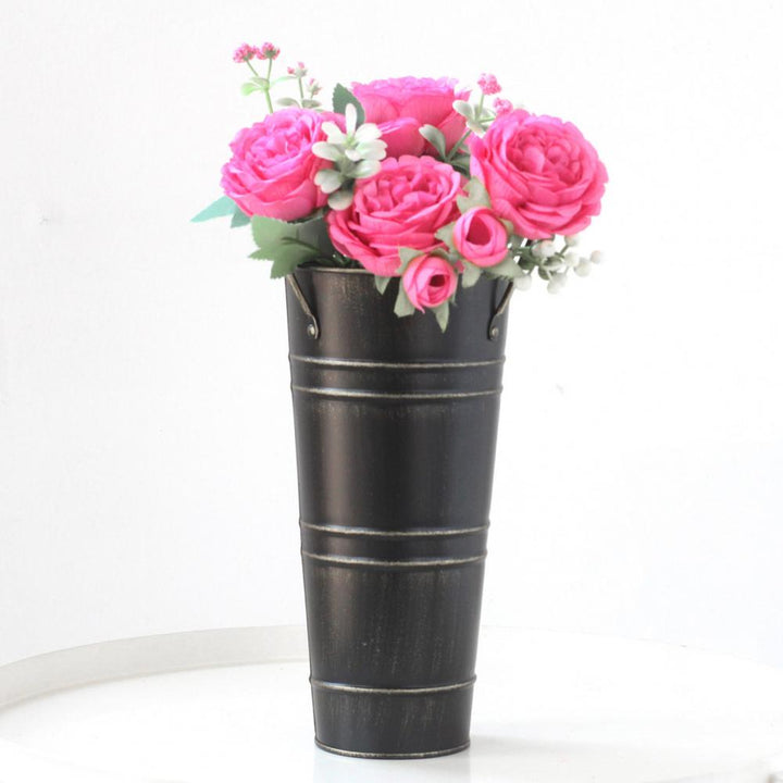 BowLift | Retro Iron Flower Bucket with Handles – Decorative Metal Flower Pot for Home
