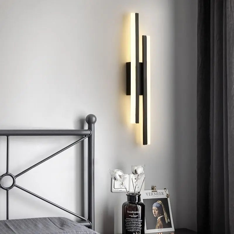 BowLift | Modern LED Wall Lamp: Black/Gold Acrylic Room Decoration Light