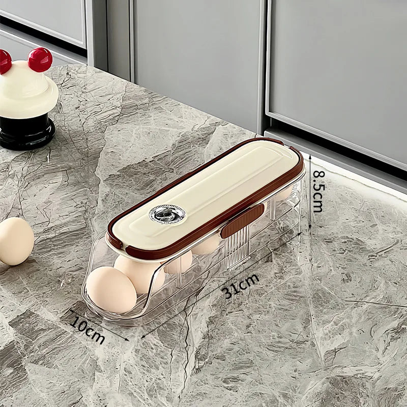 BowLift | RollEgg Max | Automatic Egg Holder for the Refrigerator | Stackable Egg Organizer Made of Clear Plastic