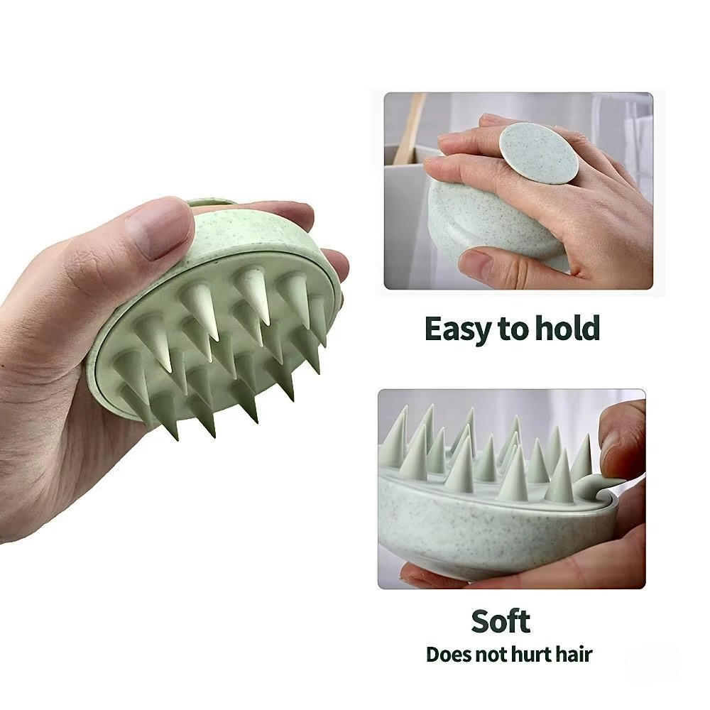 BowLift | Wheat Straw Silicone Scalp Massage Shampoo Brush with Soft Silicone Bristles