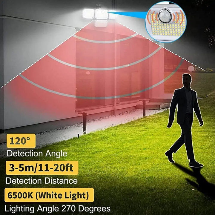 BowLift | Solora GuardLight Solar Outdoor Lamp with Motion Sensor 2000 LM | 333 LED, IP65, 270° Beam Angle