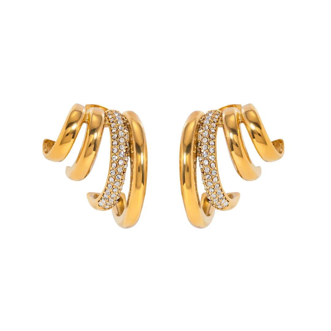 BowLift | 18k Quad Half Hoops Stud Earrings