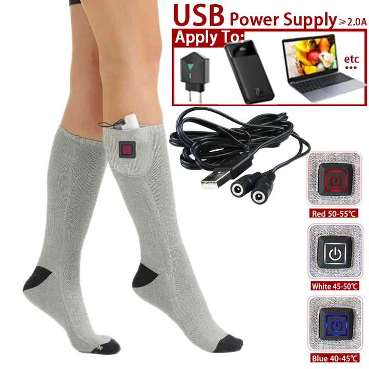 BowLift | Electric Heated Socks | USB Heating Socks for Women & Men | 3 Heat Levels | Ideal for Skiing, Cycling & Outdoor | ThermaStep