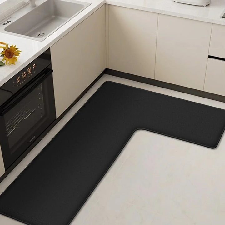 BowLift | CleanLuxe Kitchen Mat | L-shaped & Thickened | Non-slip, Oil-absorbent & Dirt-repellent | Soft Flannel for More Comfort