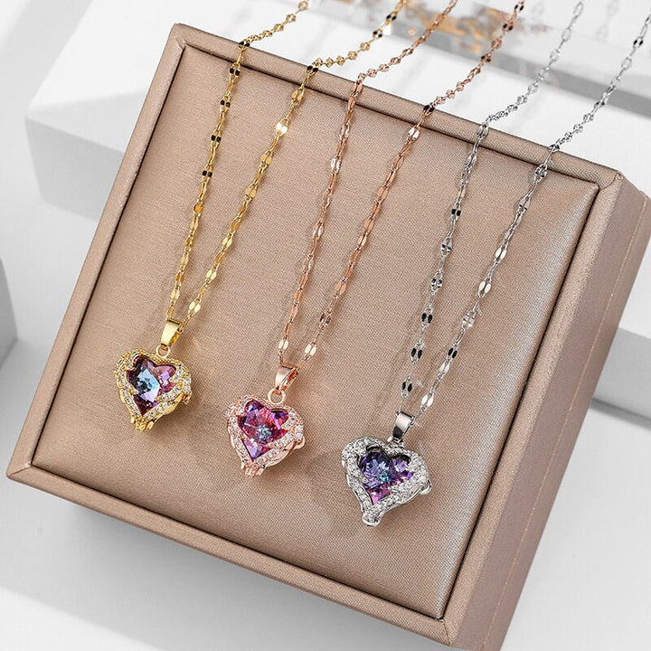BowLift | Ocean Heart Stainless Steel Zircon Necklace