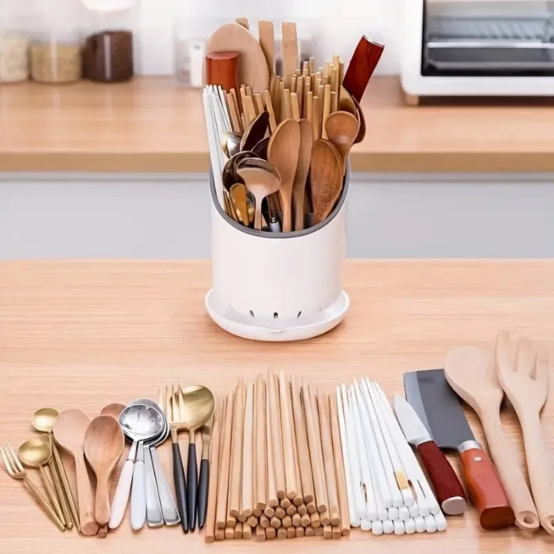 BowLift | OrgaClean Cutlery Holder with Draining Function | Multi-layer Kitchen Organizer for Chopsticks, Spoons & Cutlery | Hygienic & Easy to Clean